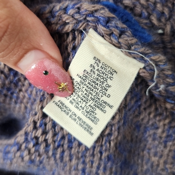 Moth By Anthropologie Gray Diamond Weave Open Knit Sweater Top Boho Cozy Chic SM - Picture 9 of 9